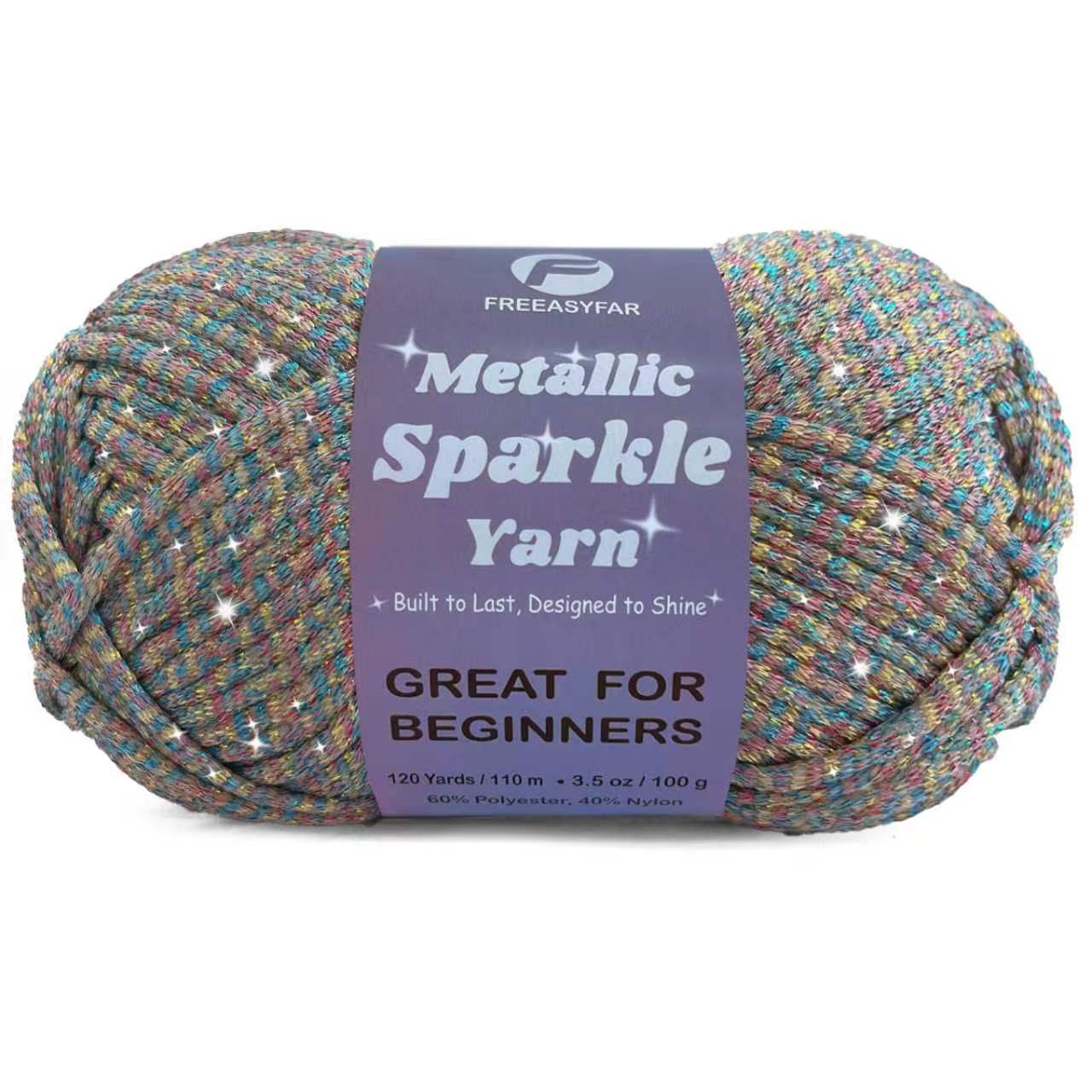 Metallic Sparkle Yarn for Crochet and Knitting with Easy-to-See Stitches