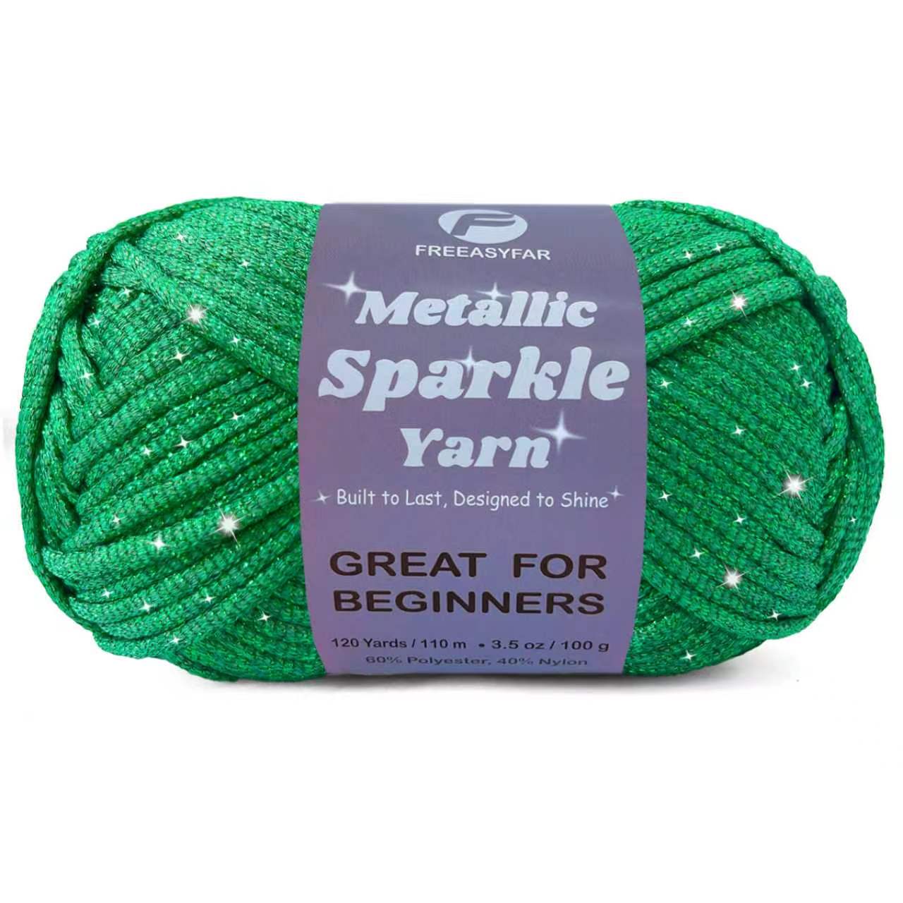 Metallic Sparkle Yarn for Crochet and Knitting with Easy-to-See Stitches