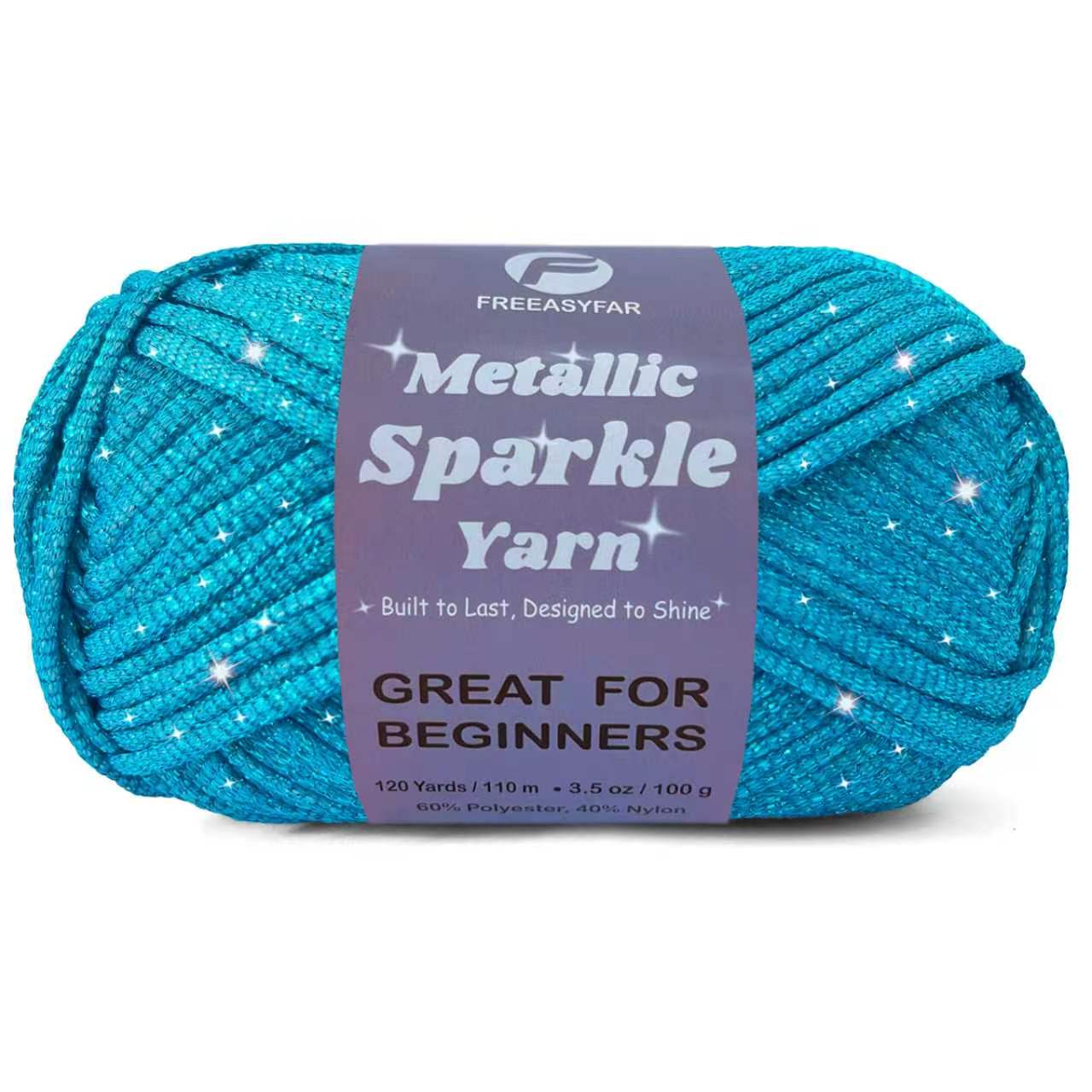 Metallic Sparkle Yarn for Crochet and Knitting with Easy-to-See Stitches