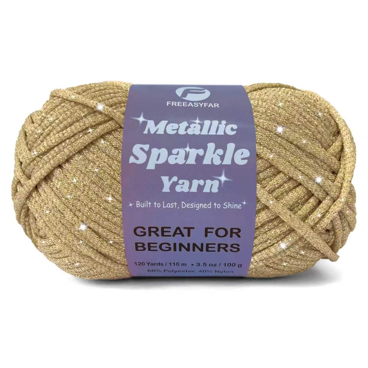 Metallic Sparkle Yarn for Crochet and Knitting with Easy-to-See Stitches