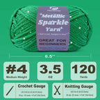 Metallic Sparkle Yarn for Crochet and Knitting with Easy-to-See Stitches