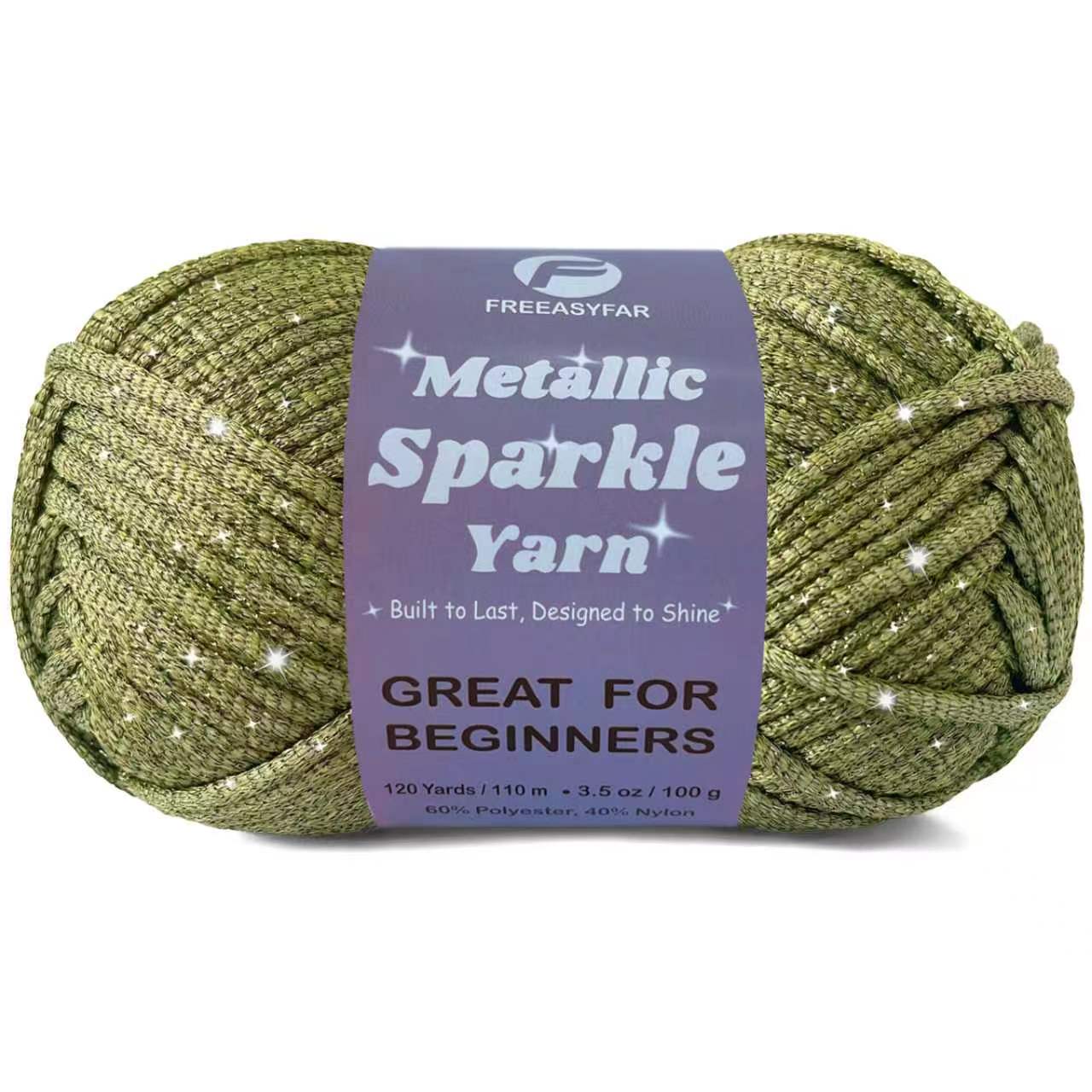 Metallic Sparkle Yarn for Crochet and Knitting with Easy-to-See Stitches