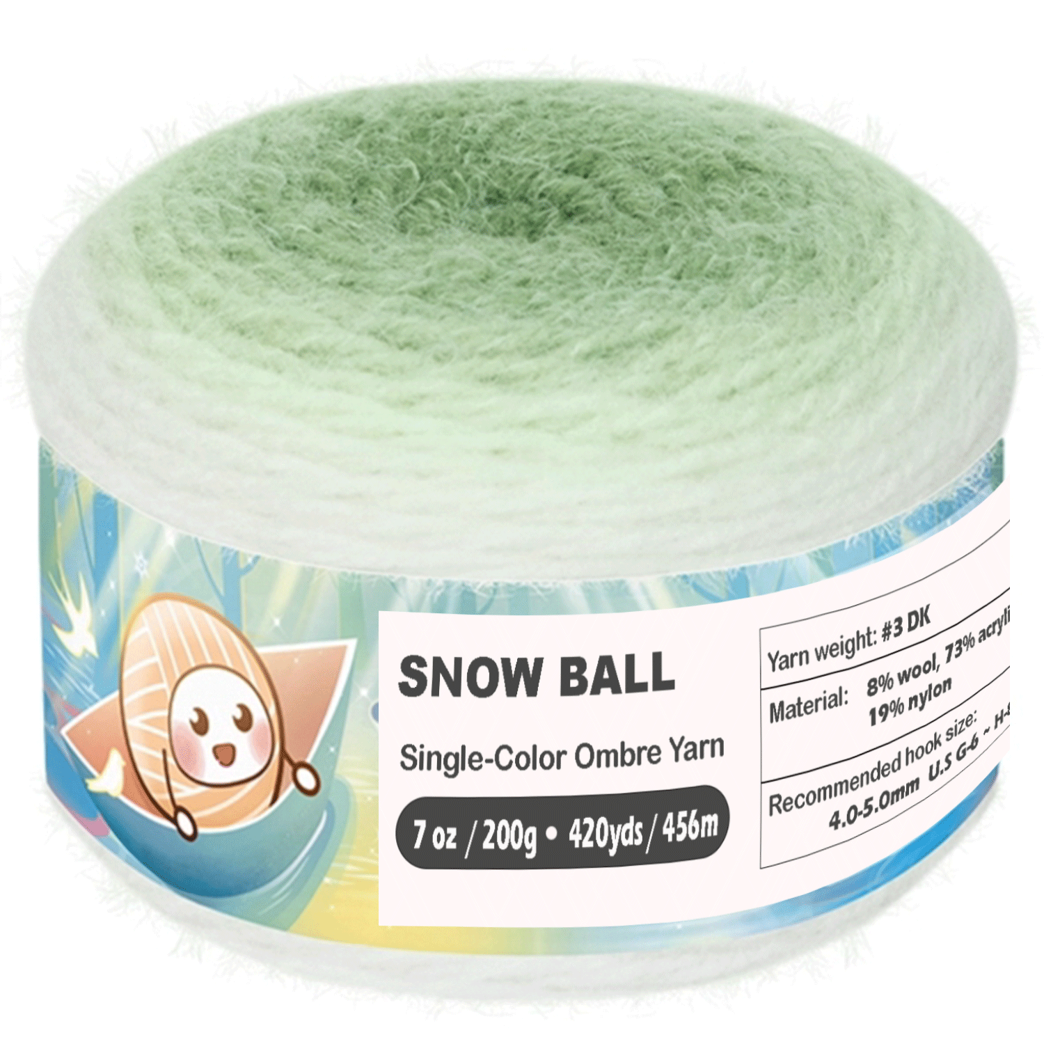 SNOW BALL Ombre Gradient Yarn for Knitting and Crochet, #3 DK Weight ,Acrylic Wool Blend, 200g/456m Cake Yarn （Golden Honey） Freeasyfar