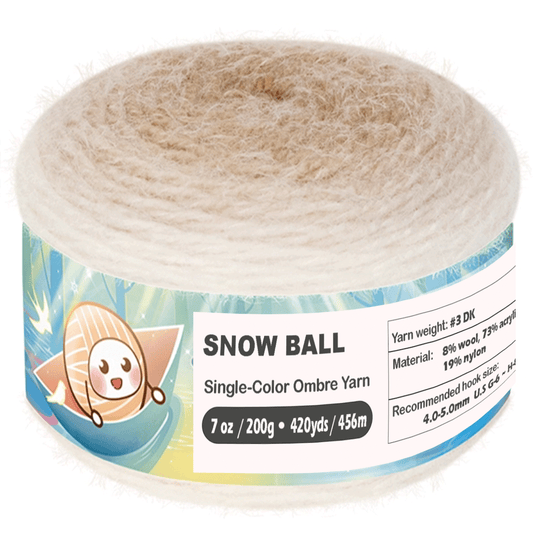 SNOW BALL Ombre Gradient Yarn for Knitting and Crochet, #3 DK Weight ,Acrylic Wool Blend, 200g/456m Cake Yarn （Silver Frost） Freeasyfar