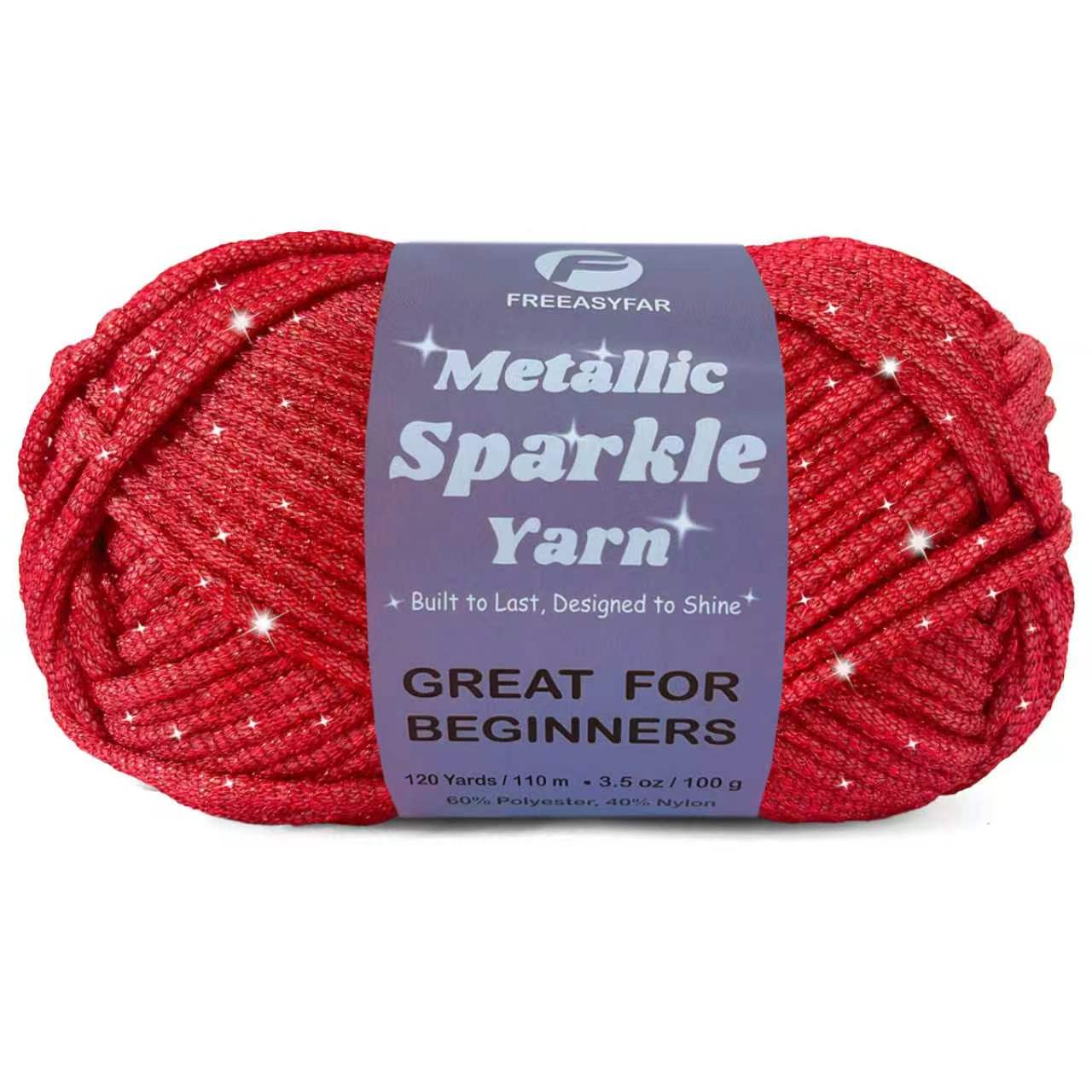 Metallic Sparkle Yarn for Crochet and Knitting with Easy-to-See Stitches