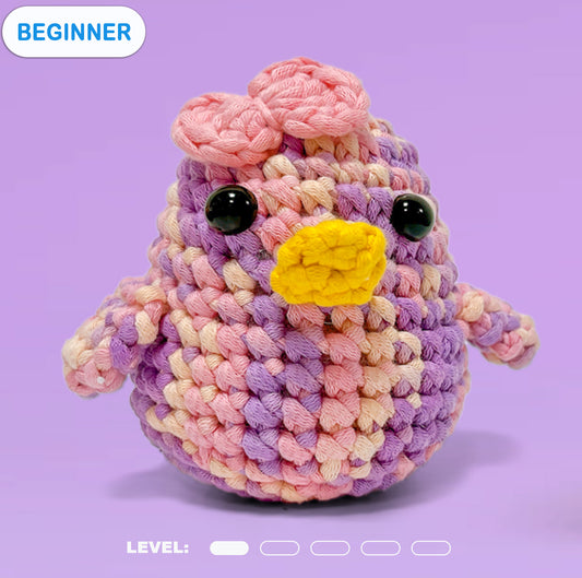 Crochet Kit for Beginners, 2 PCS Chick Crochet Animal Kit for Adults Kids-Everything Included