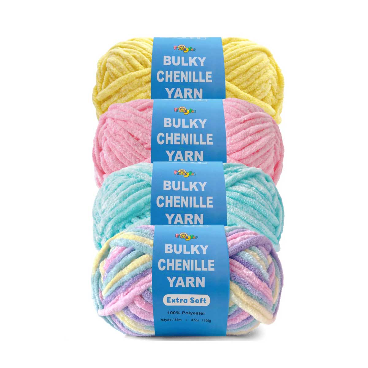 4 Pack Soft Chenille Yarn - #4/#5 Light Bulky Velvet Yarn for Amigurumi & Plushies