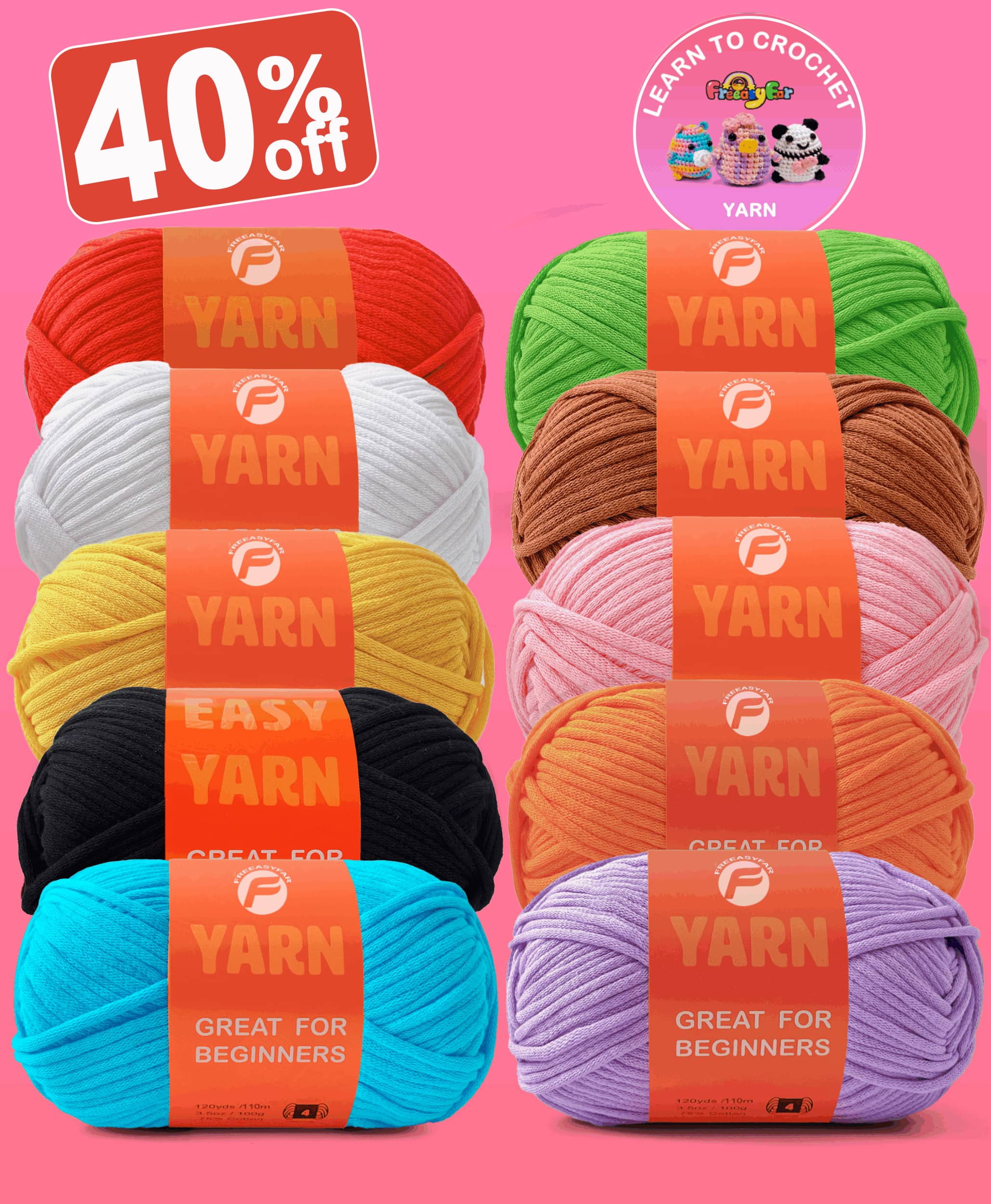 1 Pack 3.5oz/120yards,Beginner Easy Yarn for Crocheting and Knitting with Easy-to-See Stitches; Medium Weight #4(Solid Color) Freeasyfar