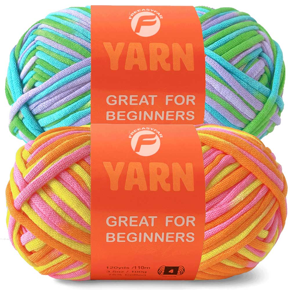 2 Pack Beginner Easy Yarn with Easy-to-See Stitches - Medium #4 Freeasyfar