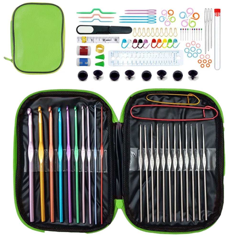 100 Pcs Amigurumi Crochet Hooks and Safety Eyes Set with Storage Case for Beginners