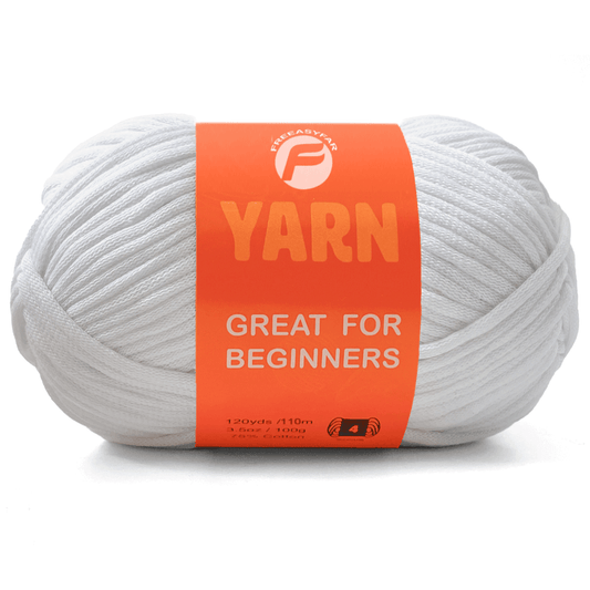 White Easy Peasy Beginner Yarn - 3.5 oz / 120 yards - Worsted Weight #4