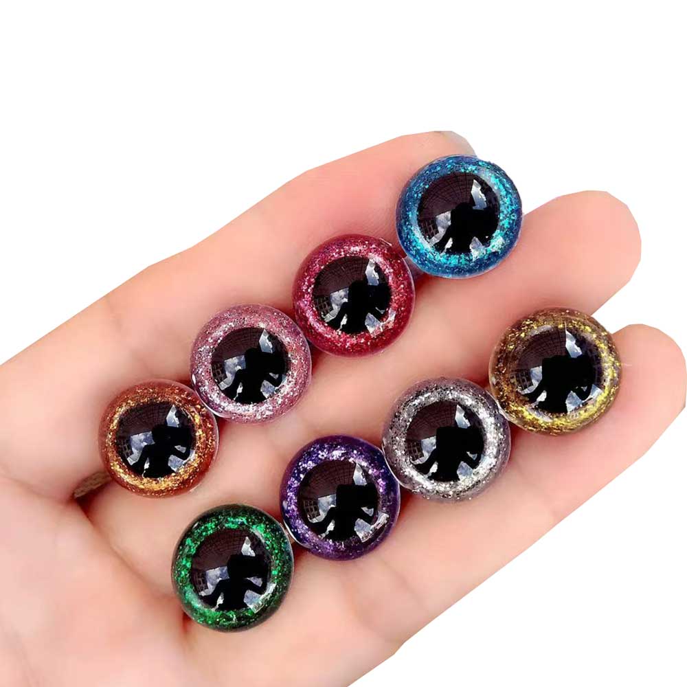 30 Pcs Glitter Safety Eyes for Amigurumi - 8 Vibrant Colors Assorted Sparkling Craft Eyes with Washers