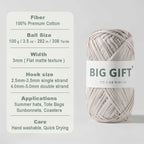 100% Cotton Raffia Yarn - 308yds Washable Straw Yarn for Crochet Summer Hats & Beach Bags