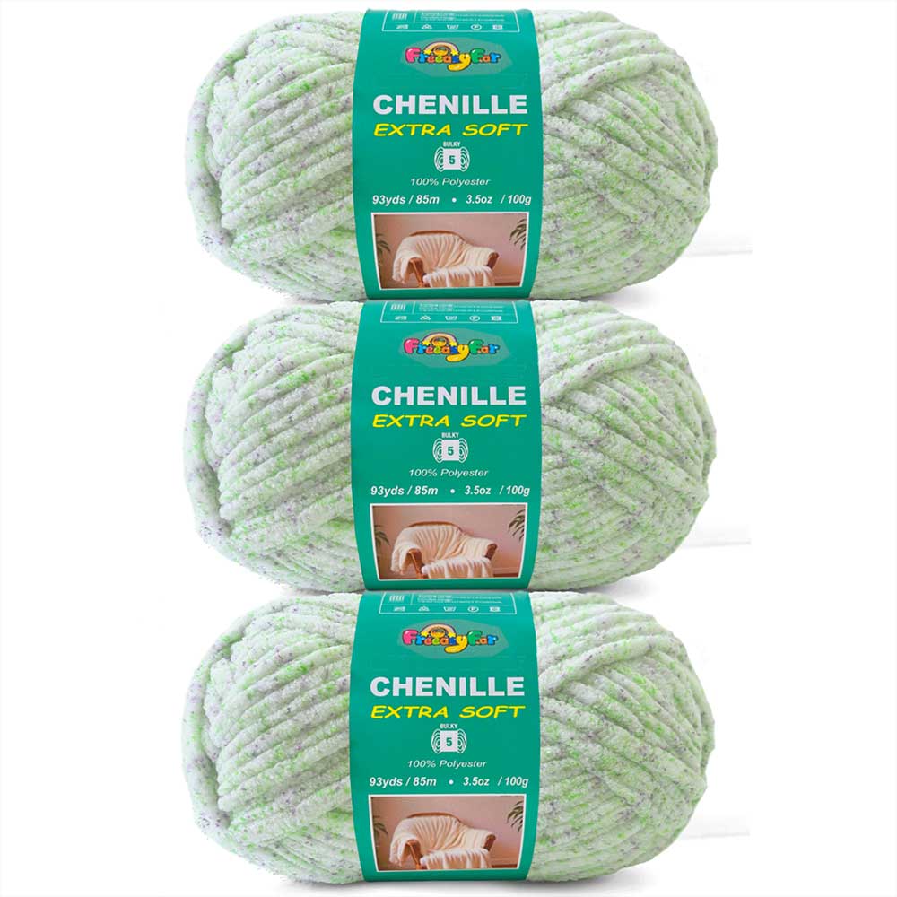 6 Pack Bulky Variegated Chenille Yarn for Crocheting and Knitting Freeasyfar