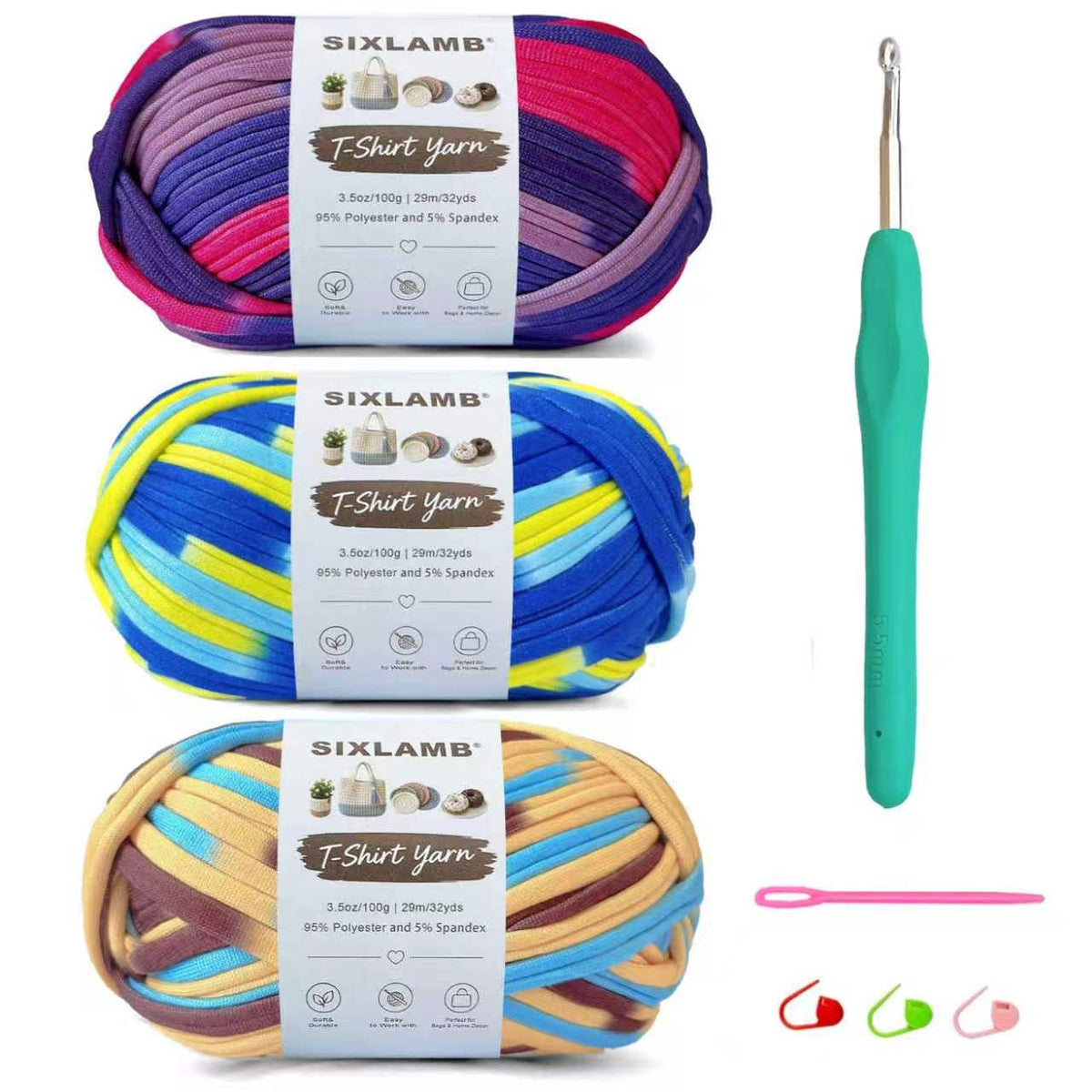 Beginner-Friendly Elastic Fabric Yarn,T Shirt Yarn for Bag, Basket, Blanket