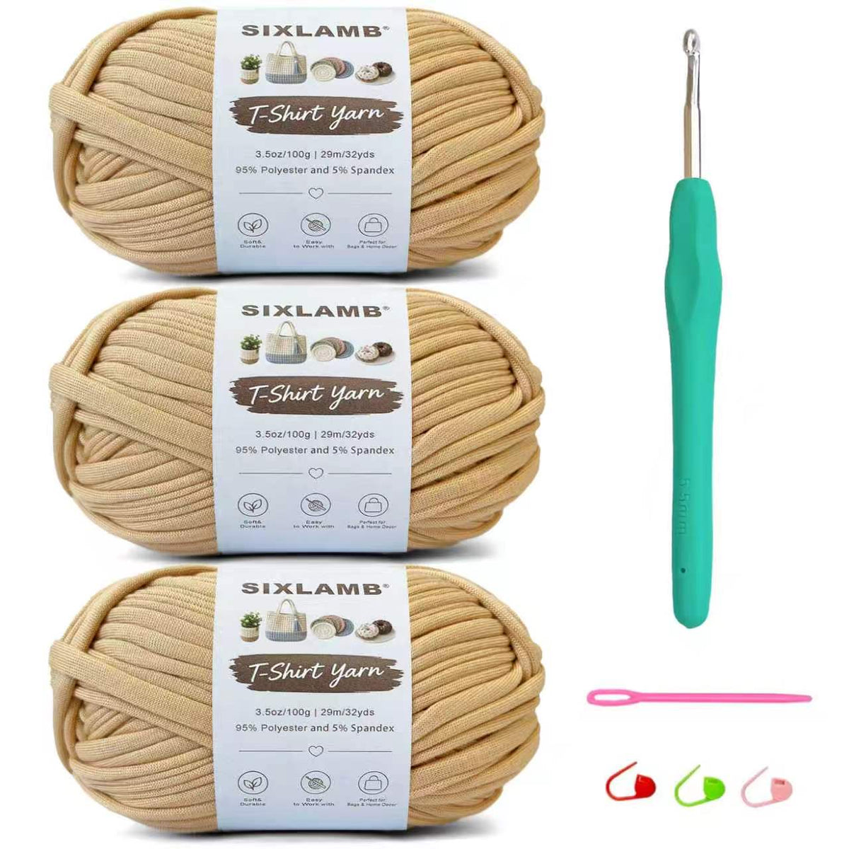 Beginner-Friendly Elastic Fabric Yarn,T Shirt Yarn for Bag, Basket, Blanket