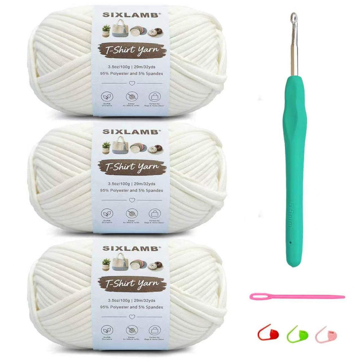 Beginner-Friendly Elastic Fabric Yarn,T Shirt Yarn for Bag, Basket, Blanket