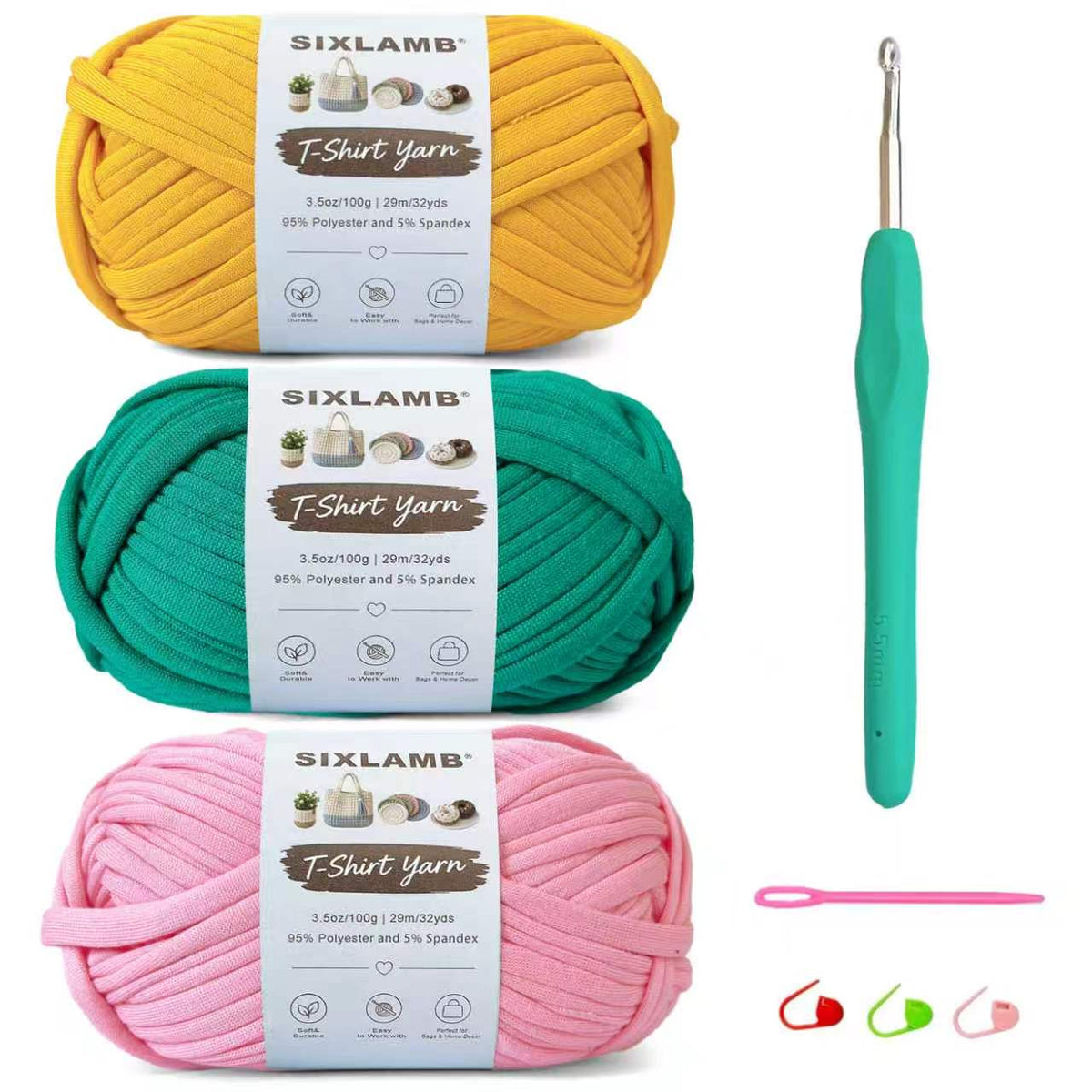 Beginner-Friendly Elastic Fabric Yarn,T Shirt Yarn for Bag, Basket, Blanket