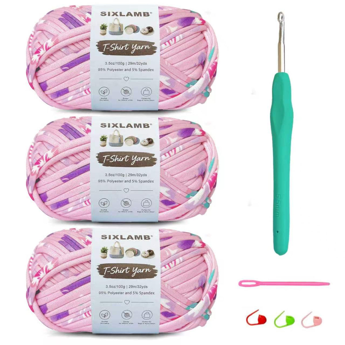 Beginner-Friendly Elastic Fabric Yarn,T Shirt Yarn for Bag, Basket, Blanket