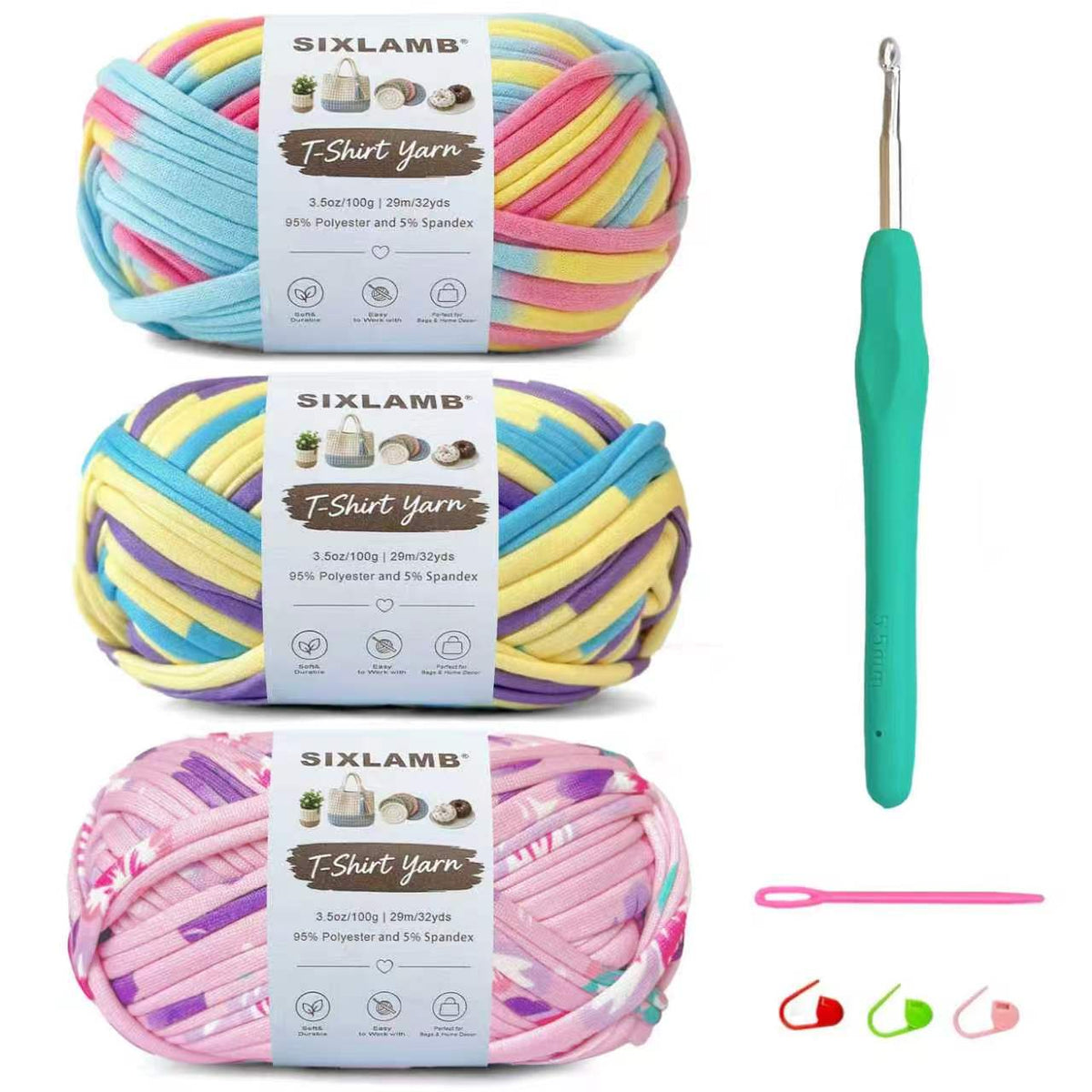 Beginner-Friendly Elastic Fabric Yarn,T Shirt Yarn for Bag, Basket, Blanket
