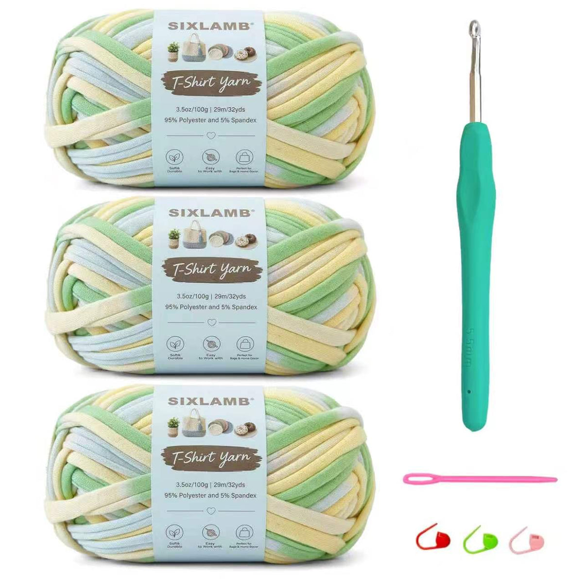 Beginner-Friendly Elastic Fabric Yarn,T Shirt Yarn for Bag, Basket, Blanket