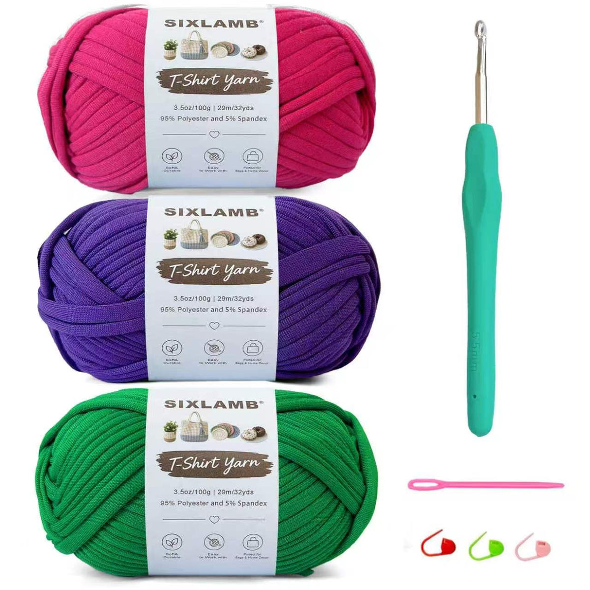 Beginner-Friendly Elastic Fabric Yarn,T Shirt Yarn for Bag, Basket, Blanket