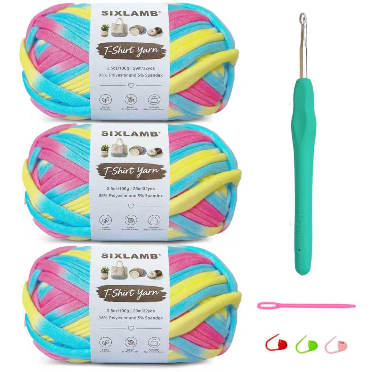 Beginner-Friendly Elastic Fabric Yarn,T Shirt Yarn for Bag, Basket, Blanket