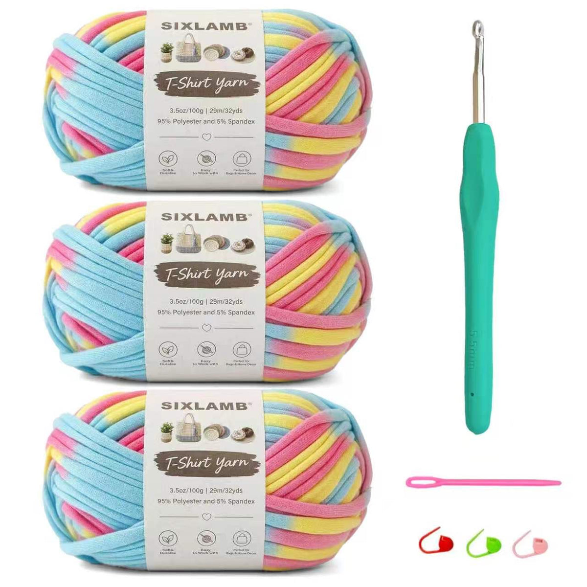 Beginner-Friendly Elastic Fabric Yarn,T Shirt Yarn for Bag, Basket, Blanket