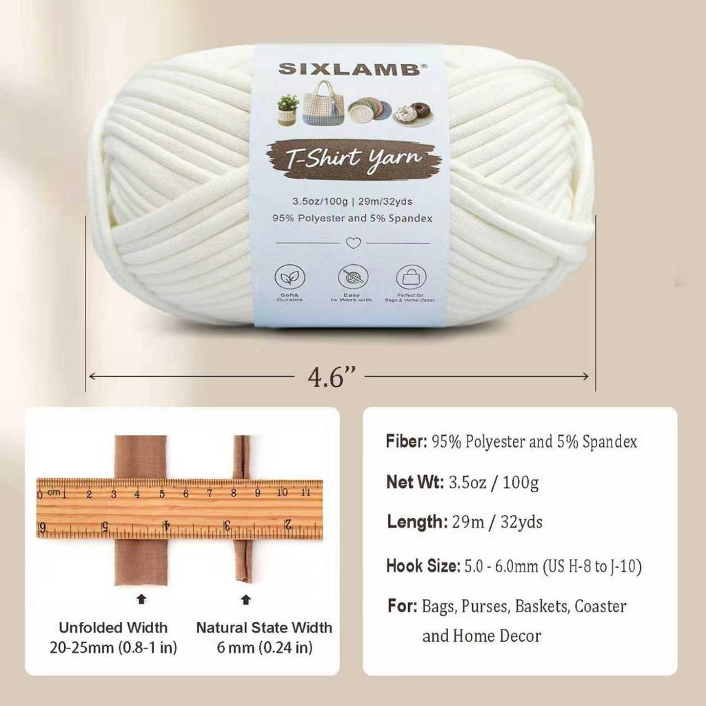 Beginner-Friendly Elastic Fabric Yarn,T Shirt Yarn for Bag, Basket, Blanket