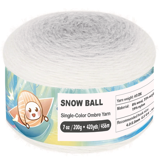 SNOW BALL Ombre Gradient Yarn for Knitting and Crochet, #3 DK Weight ,Acrylic Wool Blend, 200g/456m Cake Yarn （Silver Frost） Freeasyfar