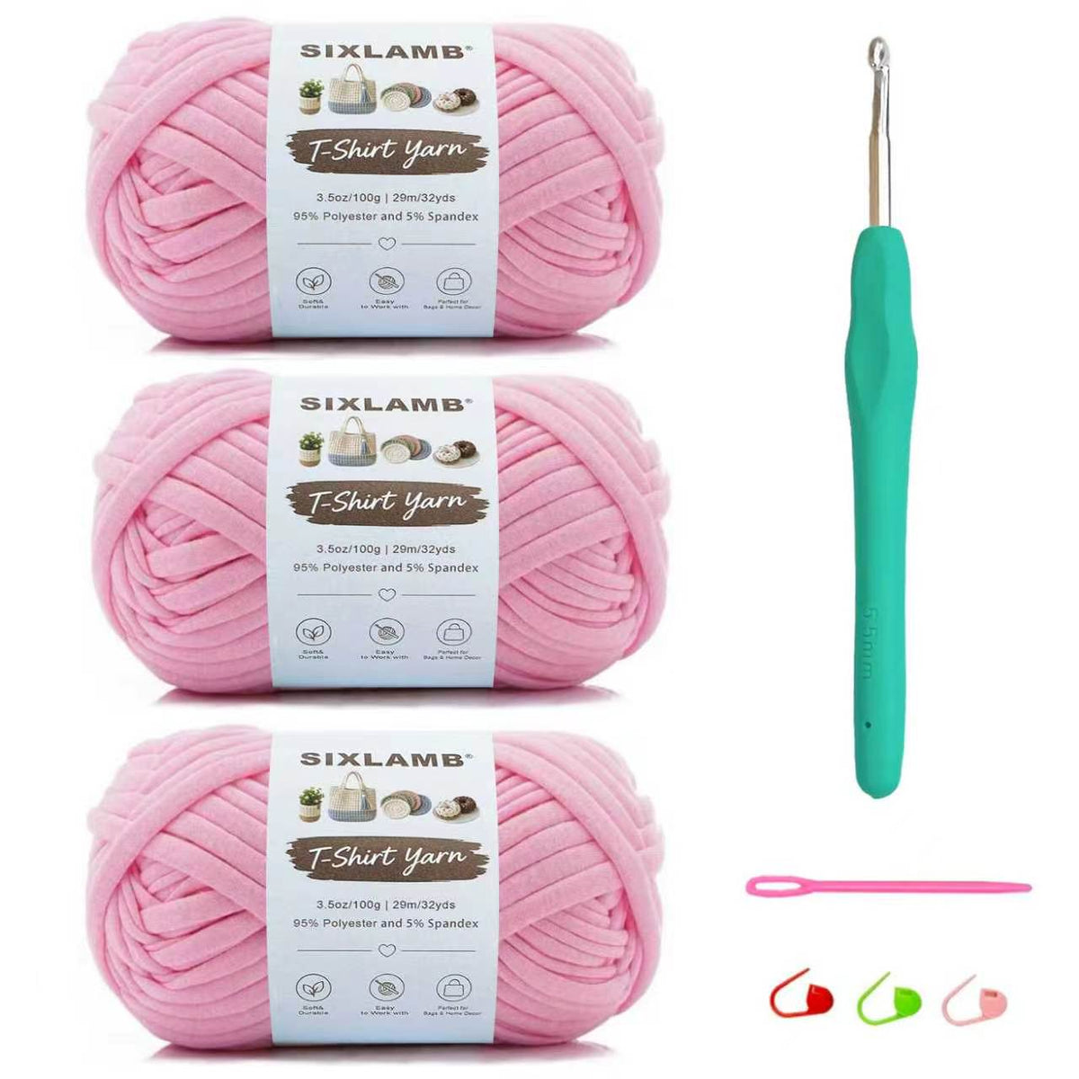 Beginner-Friendly Elastic Fabric Yarn,T Shirt Yarn for Bag, Basket, Blanket
