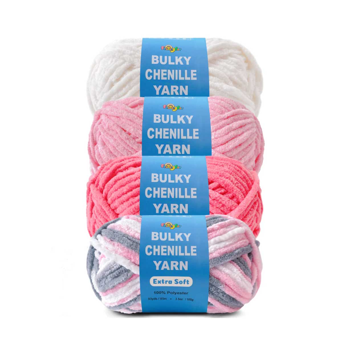 4 Pack Soft Chenille Yarn - #4/#5 Light Bulky Velvet Yarn for Amigurumi & Plushies