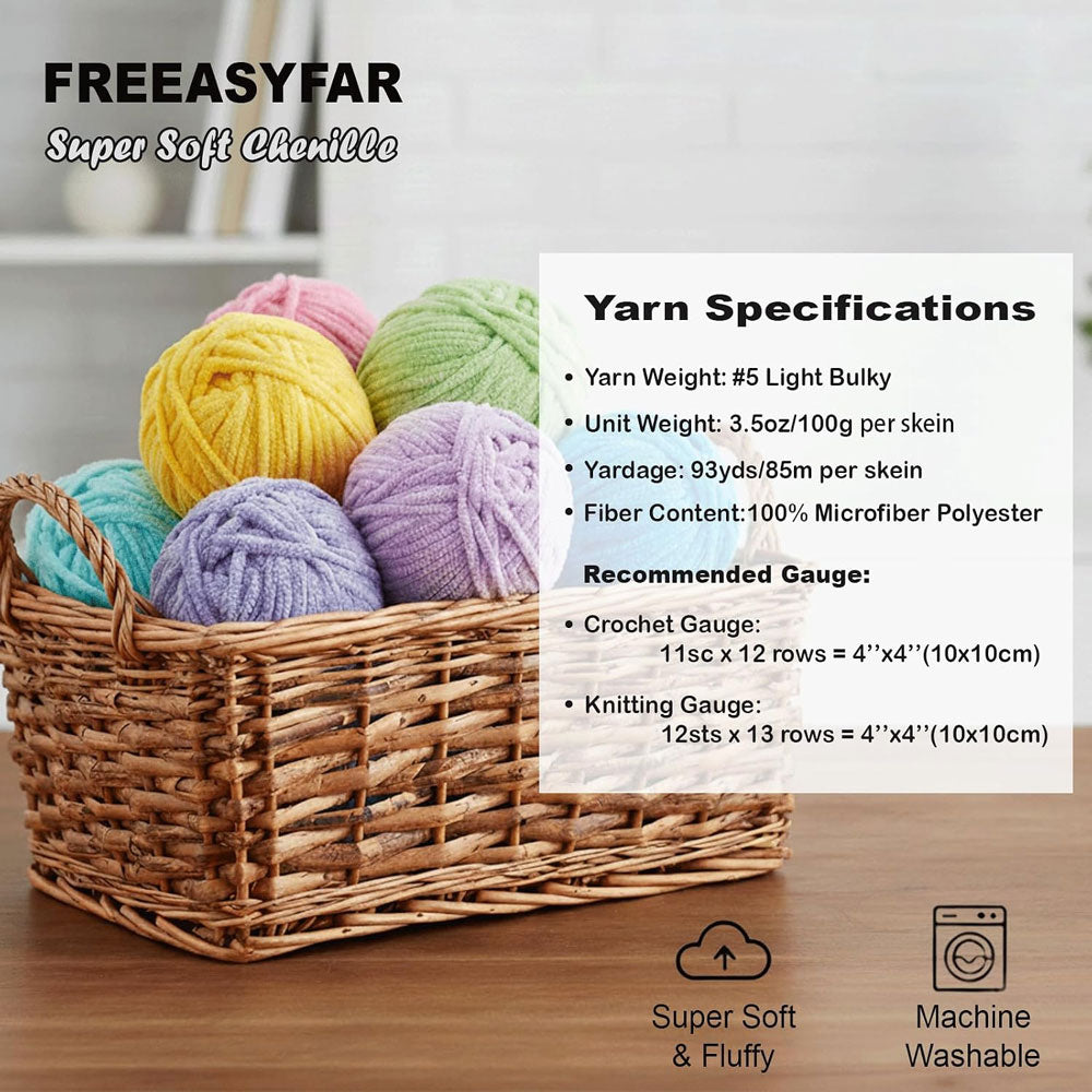 Light Bulky Super Soft Chenille Yarn for Amigurumi & Blankets
