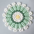 Crochet Kit – Puff Flower Coaster DIY Kit with Yarn, Hook & Pattern Freeasyfar