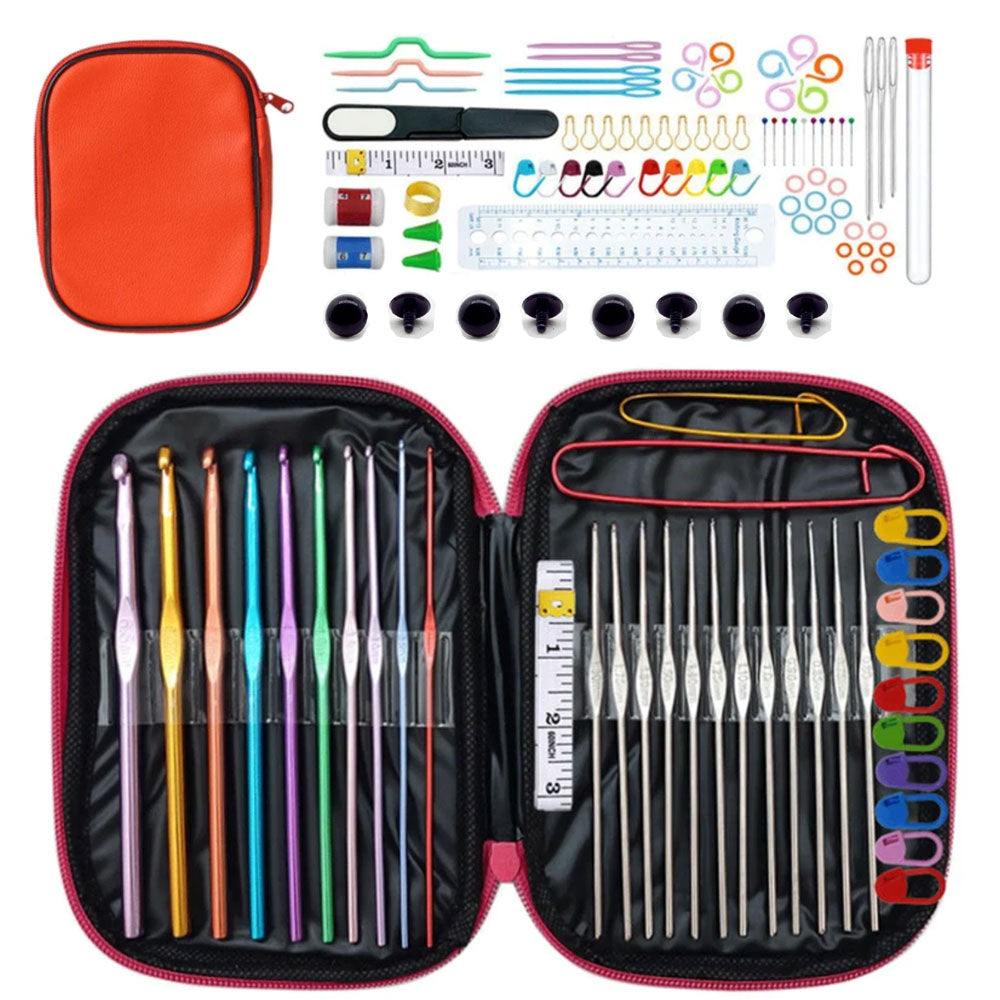 100 Pcs Amigurumi Crochet Hooks and Safety Eyes Set with Storage Case for Beginners