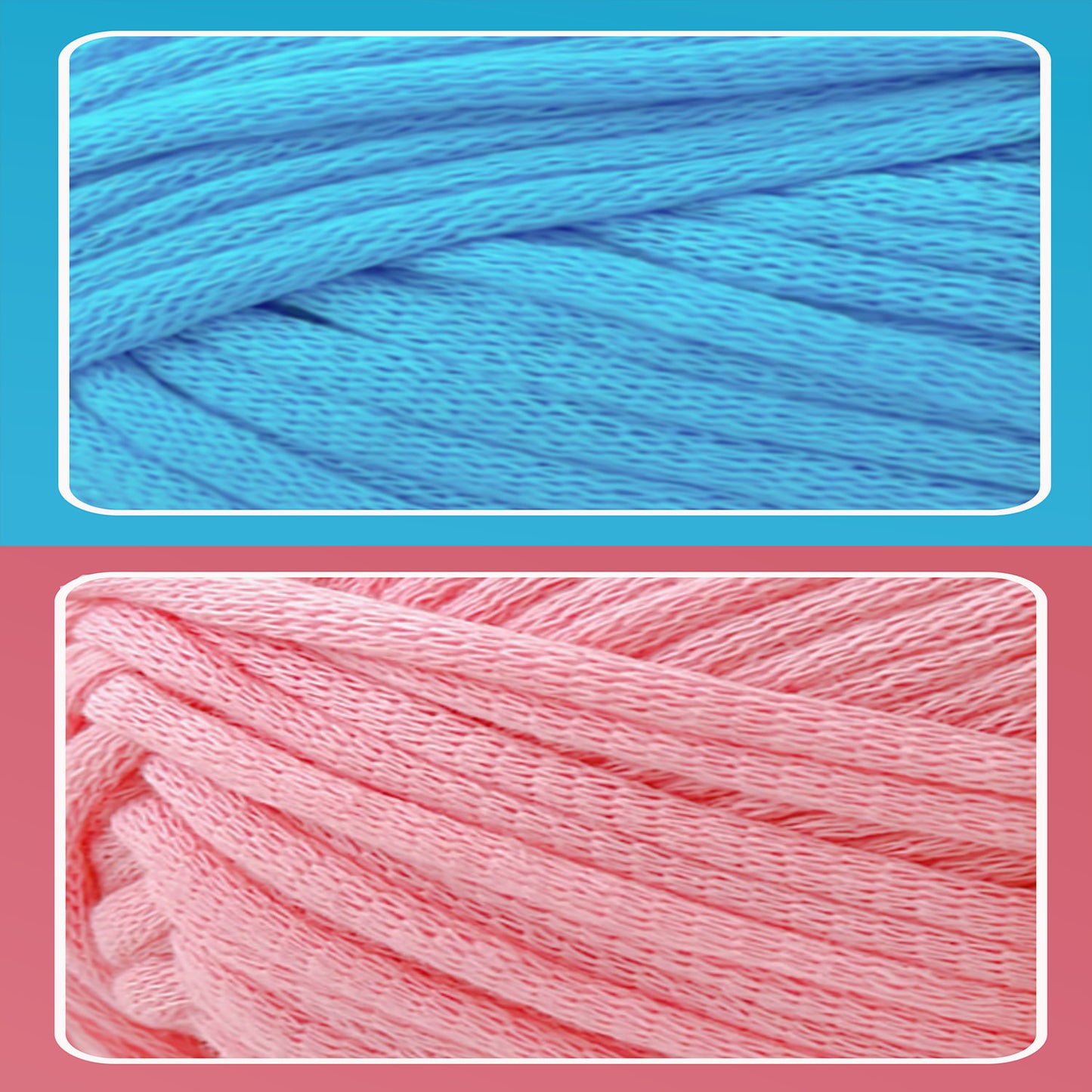 2 Pack Beginner Easy Yarn for Crocheting and Knitting; 2x120 yds Cotton Yarn for Beginner with Easy-to-See Stitches; Medium #4 (Blue+Pink)