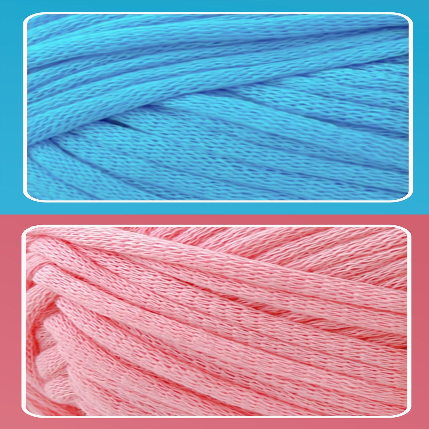 2 Pack Beginner Easy Yarn for Crocheting and Knitting; 2x120 yds Cotton Yarn for Beginner with Easy-to-See Stitches; Medium #4 (Blue+Pink) Freeasyfar
