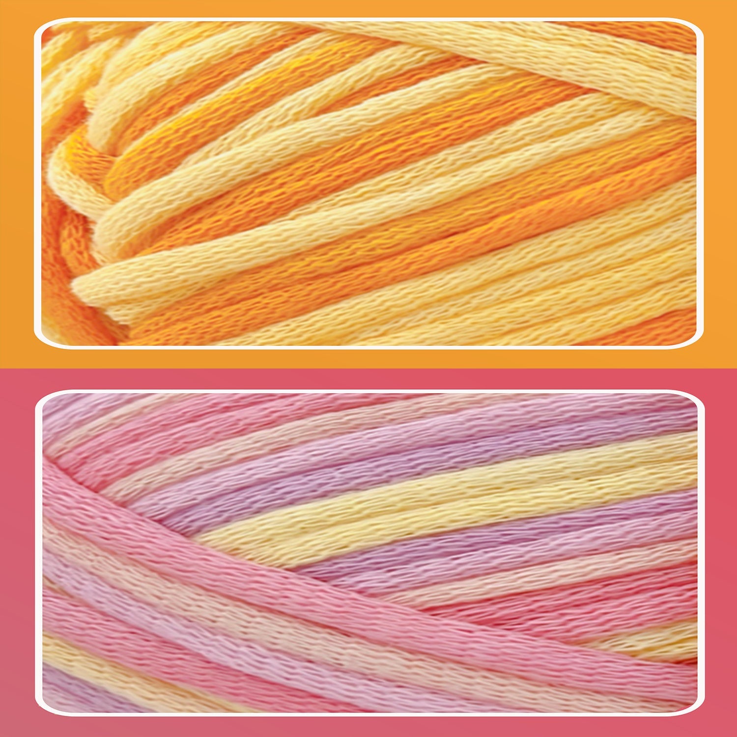 2 Pack Beginner Easy Yarn for Crocheting and Knitting; 2x120 yds Cotton Yarn for Beginner with Easy-to-See Stitches; Medium #4 (Macaron+Yellow) Freeasyfar