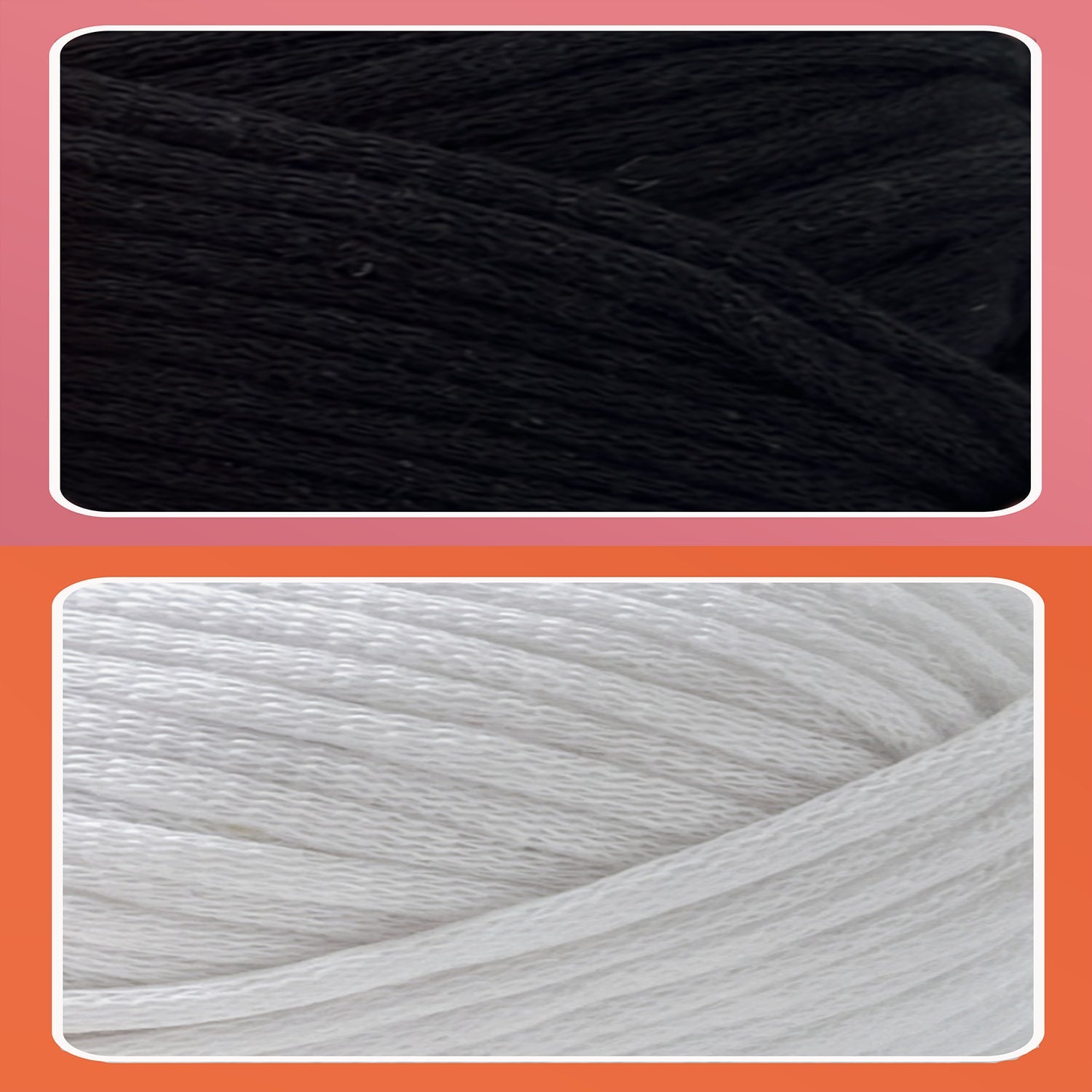 2 pack Beginner Easy Yarn for Crocheting and Knitting; 120 yds Cotton Yarn for Beginner with Easy-to-See Stitches; Medium #4(White+Black) Freeasyfar