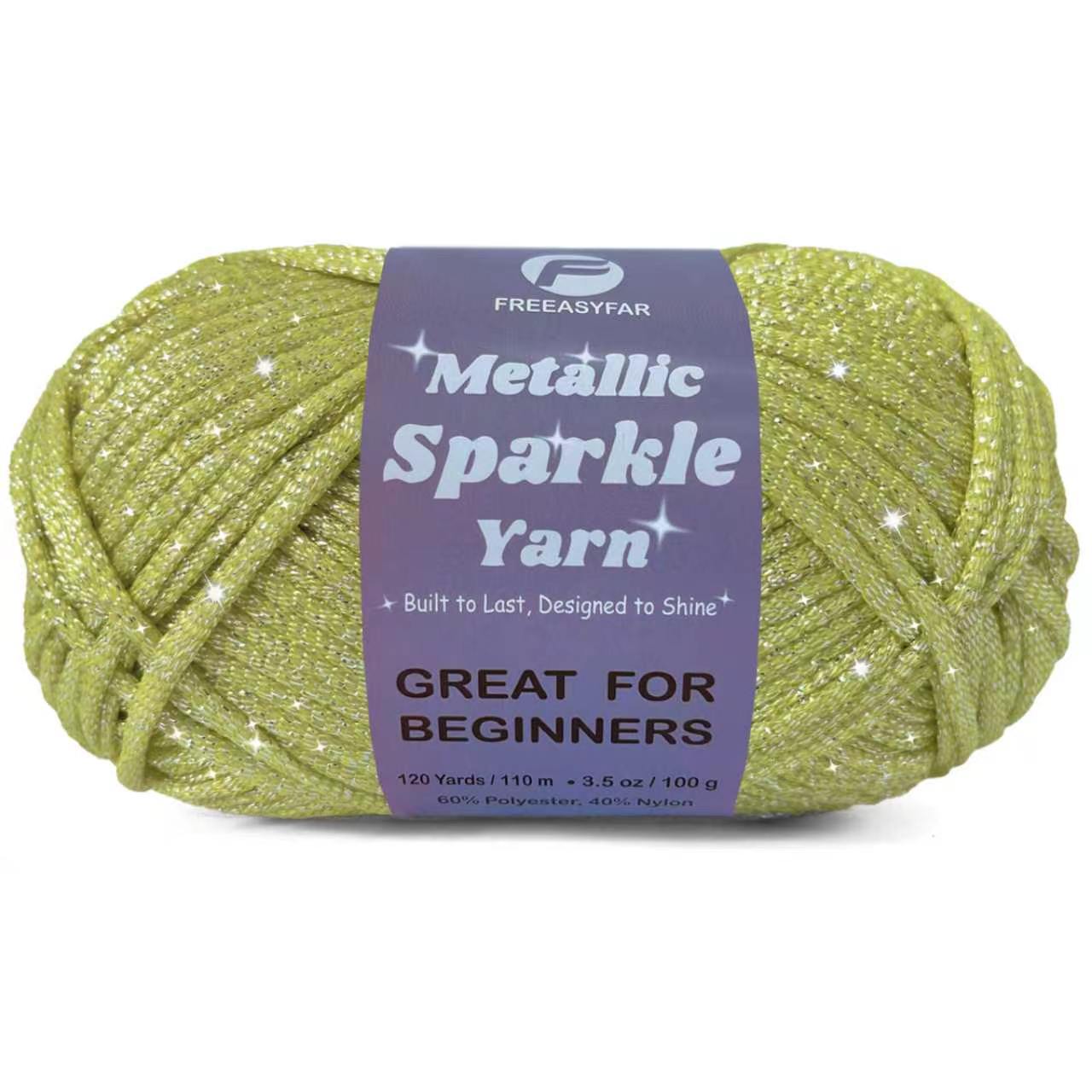Metallic Sparkle Yarn for Crochet and Knitting with Easy-to-See Stitches