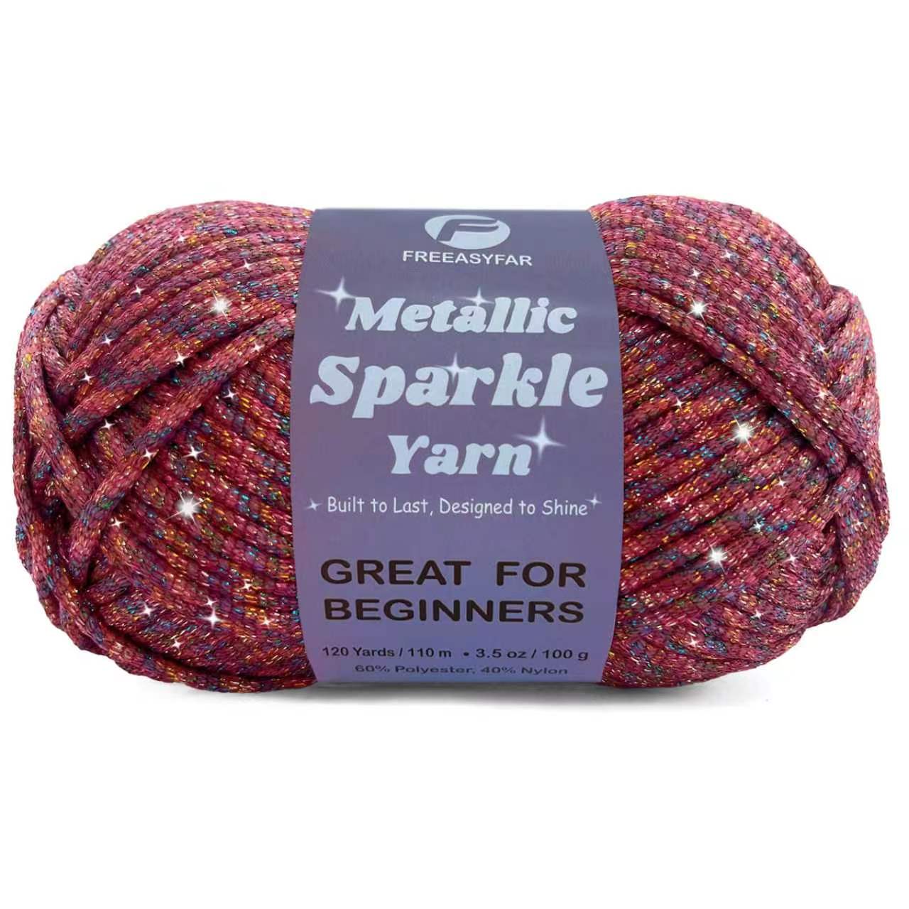 Metallic Sparkle Yarn for Crochet and Knitting with Easy-to-See Stitches