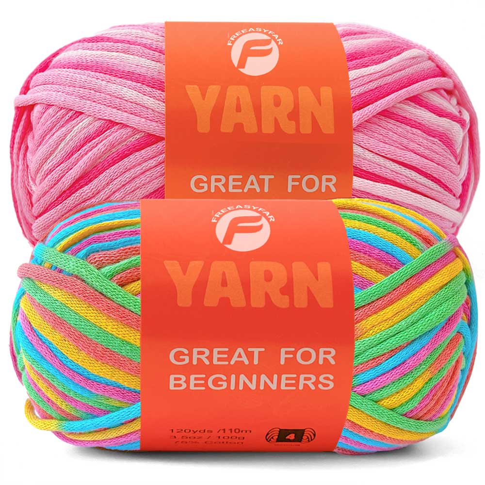2 Pack Beginner Easy Yarn with Easy-to-See Stitches - Medium #4 Freeasyfar