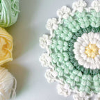 Crochet Kit – Puff Flower Coaster DIY Kit with Yarn, Hook & Pattern Freeasyfar
