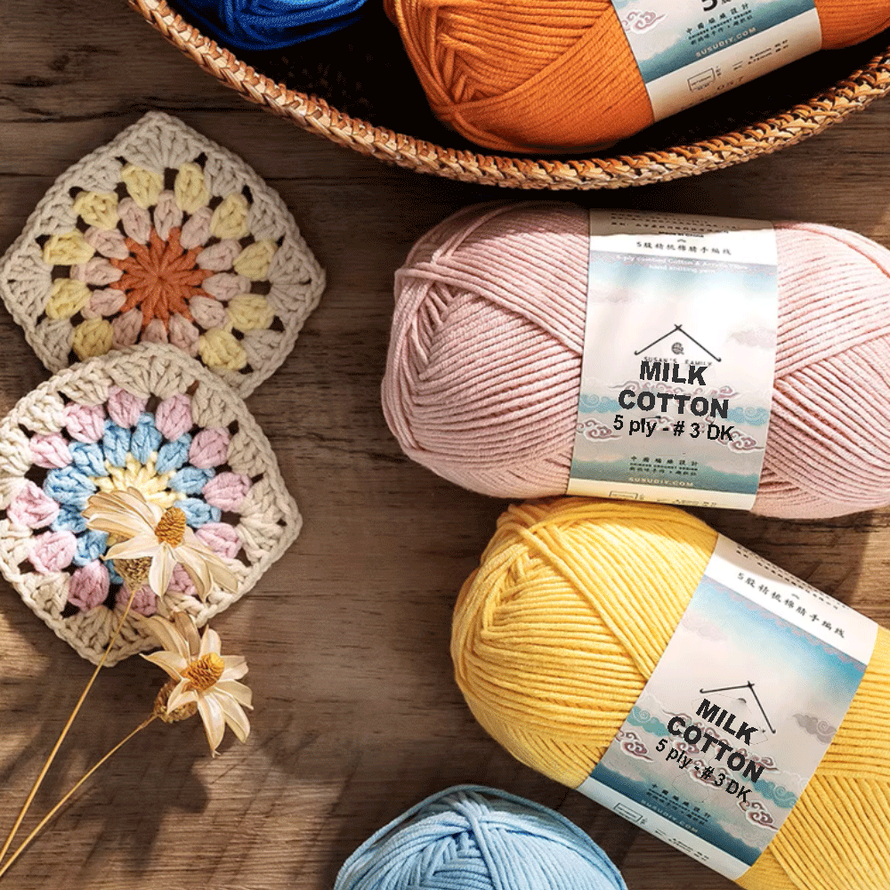 5 ply 60% Cotton 40% Acrylic Soft Yarn - #3 DK Sport Freeasyfar
