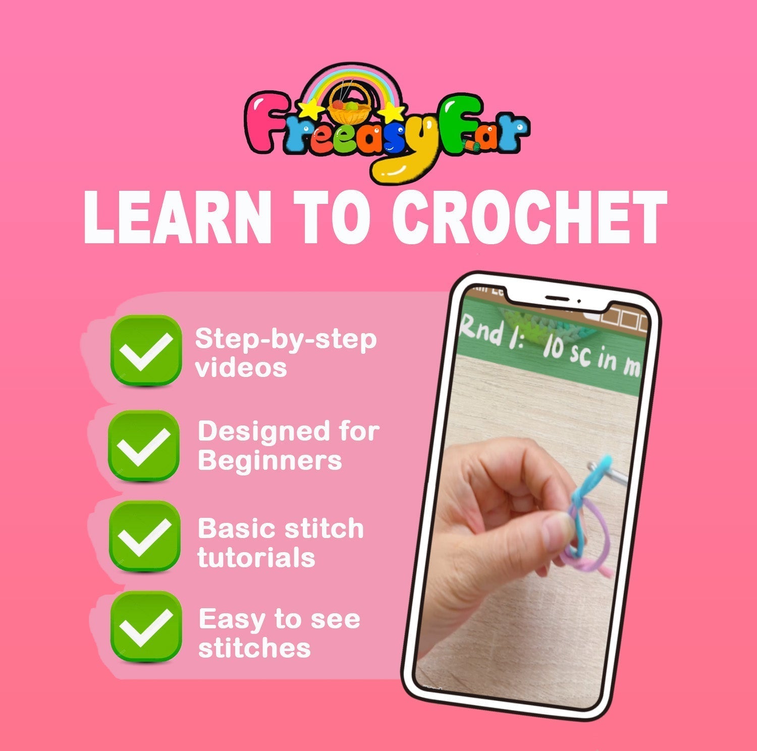 FREEASYFAR 40pcs Beginner Crochet Kit,600 Yards Beginner Easy Yarn,Ergonomic Crochet Hooks (4.0-4.5mm),Crochet Supplies,Step-by-Step Tutorial – All-in-One Kit for Beginners (C) Freeasyfar