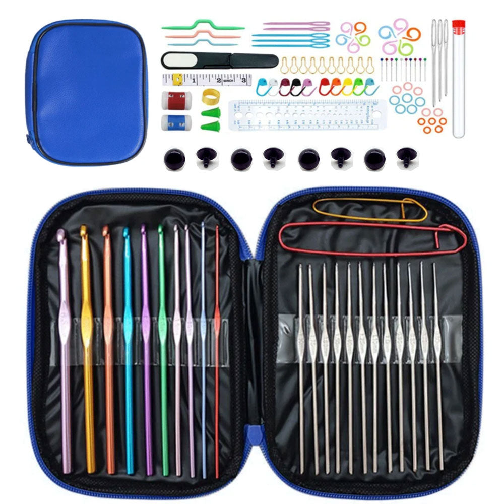 100 Pcs Amigurumi Crochet Hooks and Safety Eyes Set with Storage Case for Beginners