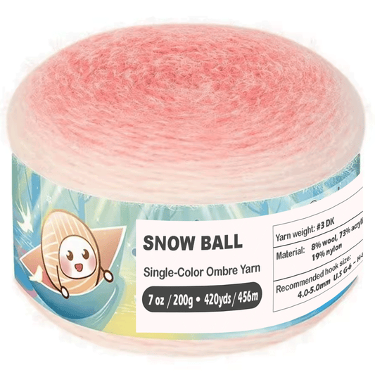 SNOW BALL Ombre Gradient Yarn for Knitting and Crochet, #3 DK Weight ,Acrylic Wool Blend, 200g/456m Cake Yarn （Rose Blush） Freeasyfar