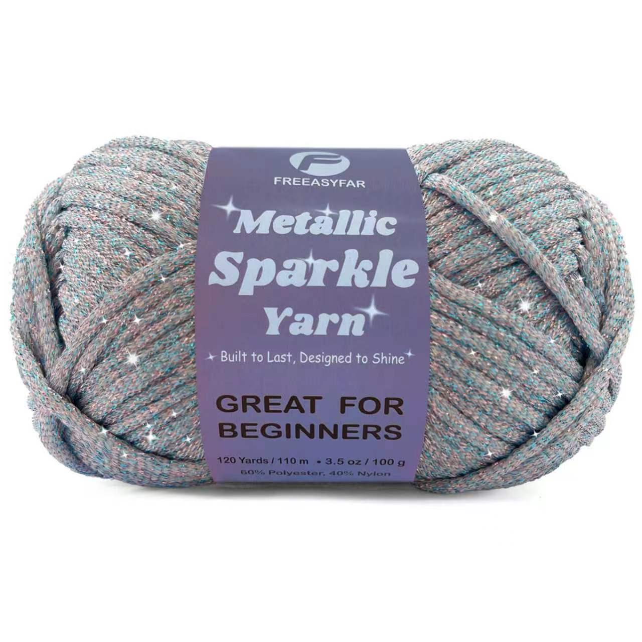 Metallic Sparkle Yarn for Crochet and Knitting with Easy-to-See Stitches