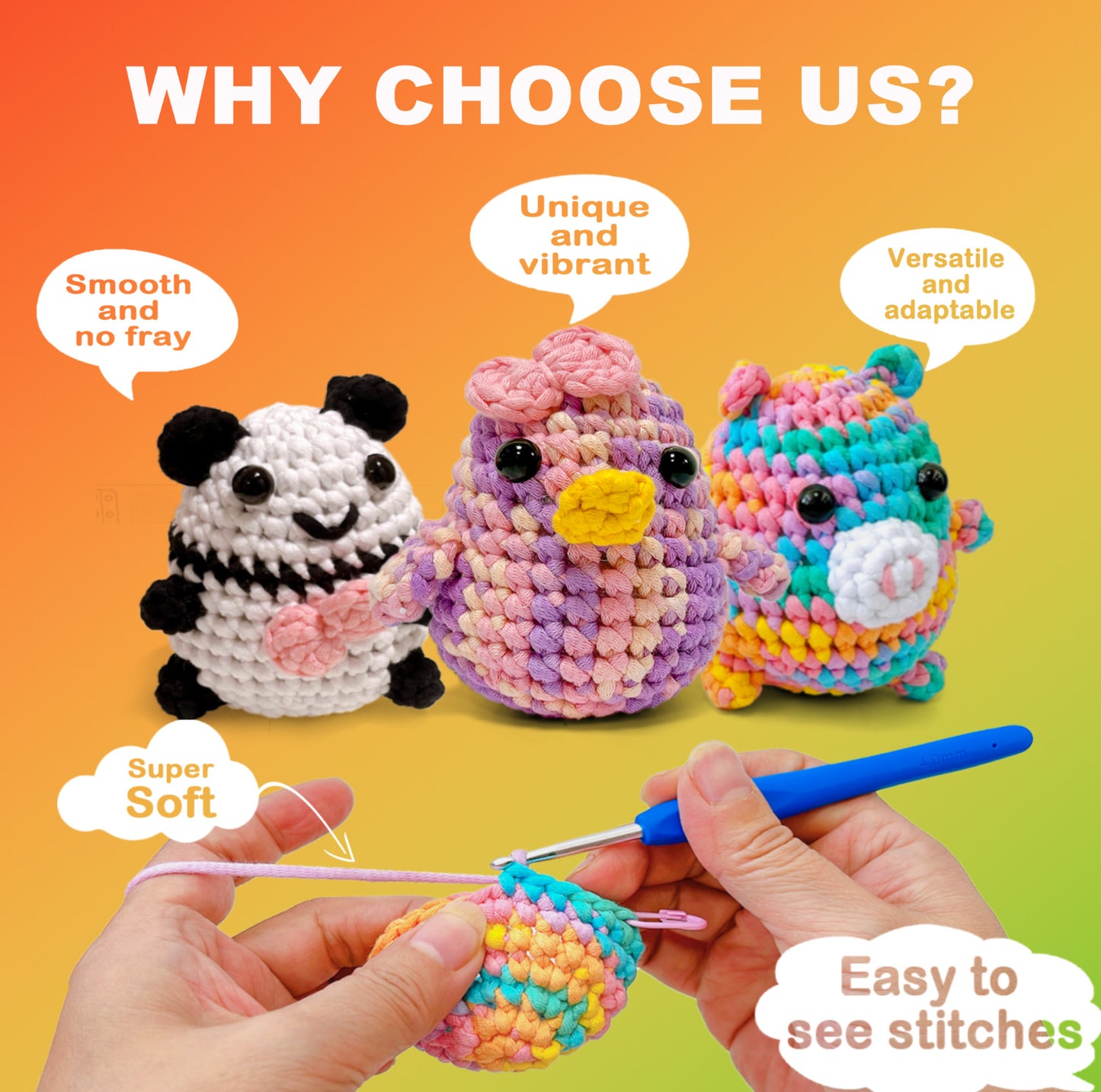 Crochet Kit for Beginners, 2 PCS Pig Crochet Animal Kit for Adults Kids-Everything Included