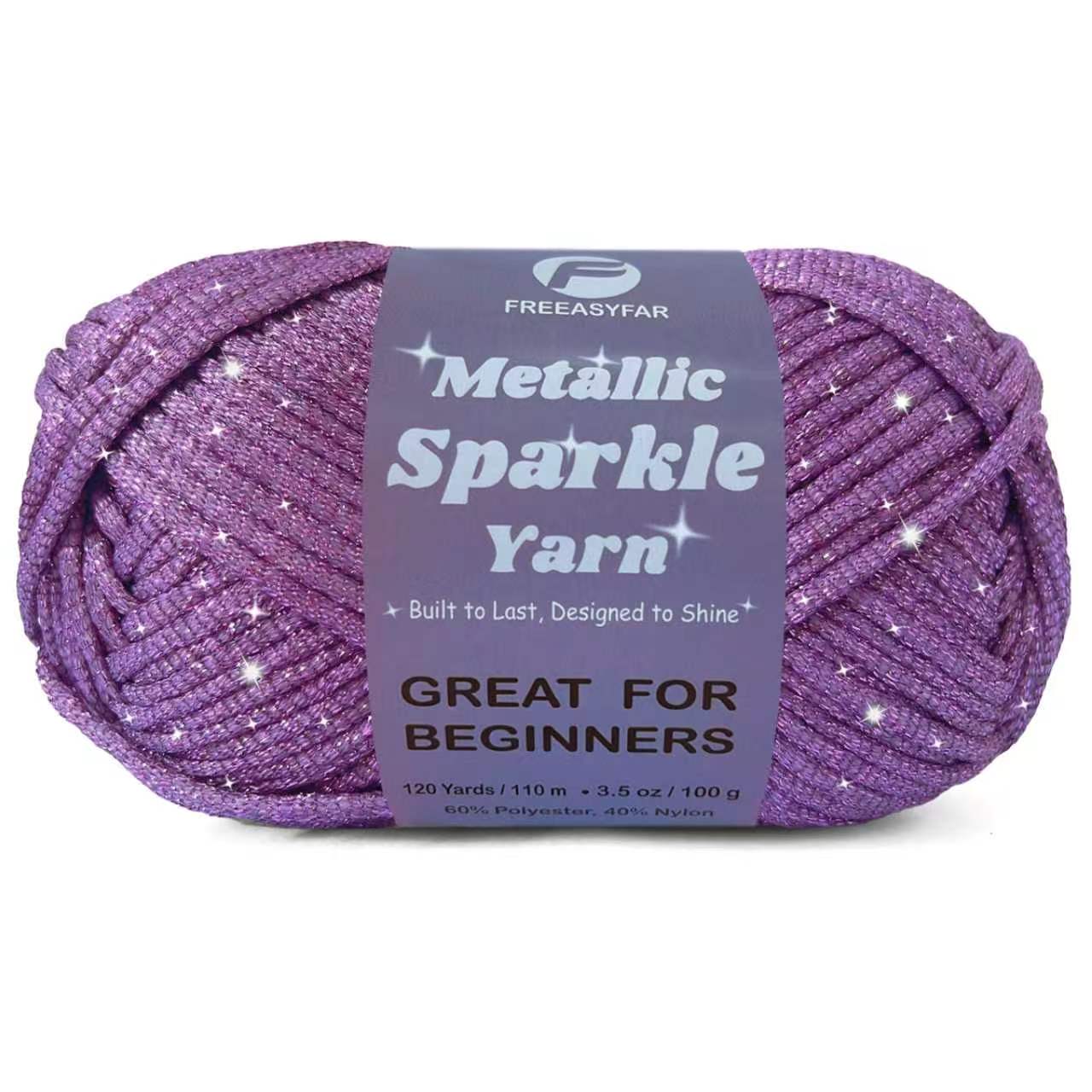 Metallic Sparkle Yarn for Crochet and Knitting with Easy-to-See Stitches